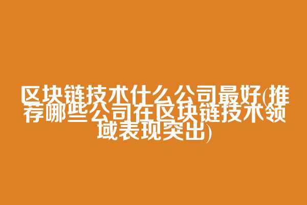 区块链技术什么公司最好(推荐哪些公司在区块链技术领域表现突出)  第1张