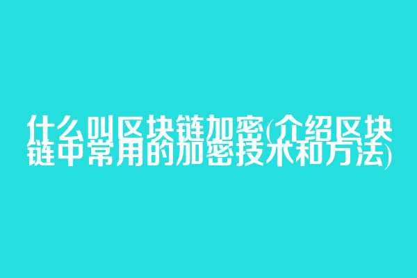 什么叫区块链加密(介绍区块链中常用的加密技术和方法)
