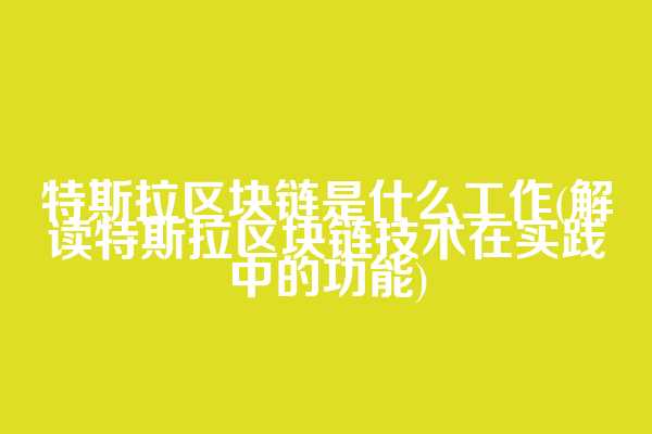 特斯拉区块链是什么工作(解读特斯拉区块链技术在实践中的功能)