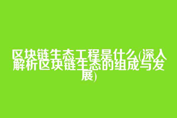区块链生态工程是什么(深入解析区块链生态的组成与发展)