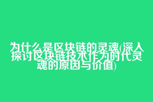 为什么是区块链的灵魂(深入探讨区块链技术作为时代灵魂的原因与价值)