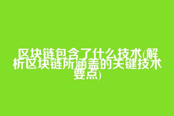 区块链包含了什么技术(解析区块链所涵盖的关键技术要点)