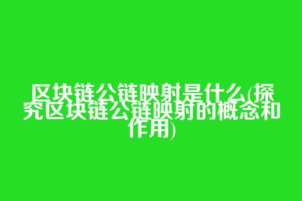 区块链公链映射是什么(探究区块链公链映射的概念和作用)