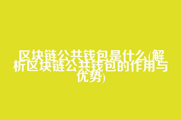 区块链公共钱包是什么(解析区块链公共钱包的作用与优势)