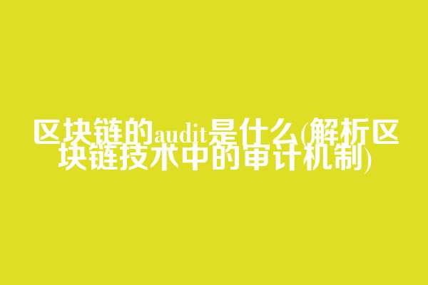区块链的audit是什么(解析区块链技术中的审计机制)