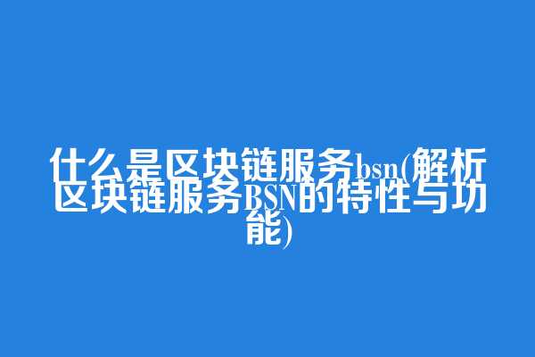 什么是区块链服务bsn(解析区块链服务BSN的特性与功能)