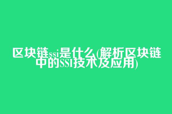 区块链ssi是什么(解析区块链中的SSI技术及应用)