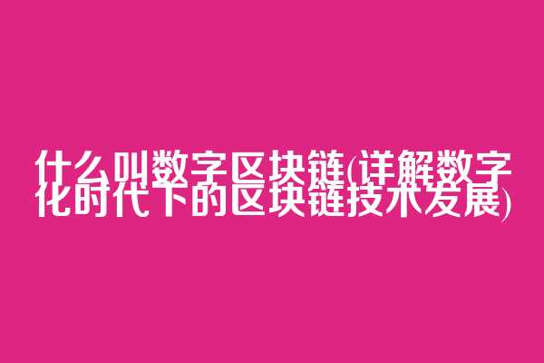 什么叫数字区块链(详解数字化时代下的区块链技术发展)