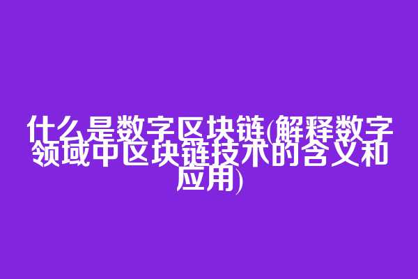 什么是数字区块链(解释数字领域中区块链技术的含义和应用)