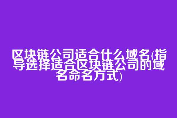 区块链公司适合什么域名(指导选择适合区块链公司的域名命名方式)