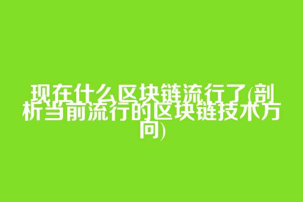 现在什么区块链流行了(剖析当前流行的区块链技术方向)