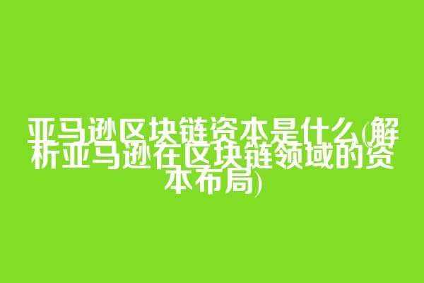 亚马逊区块链资本是什么(解析亚马逊在区块链领域的资本布局)