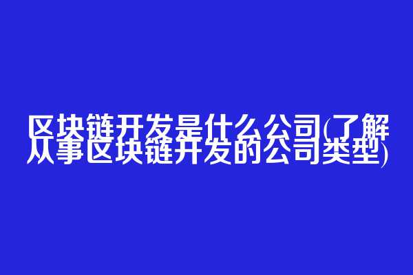区块链开发是什么公司(了解从事区块链开发的公司类型)