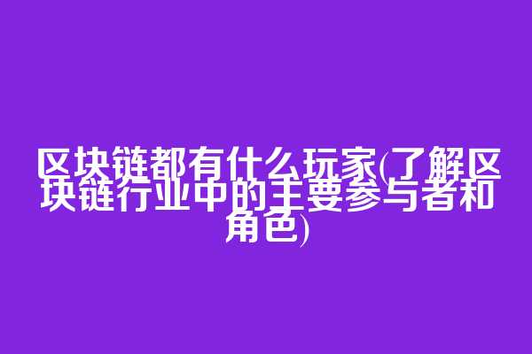 区块链都有什么玩家(了解区块链行业中的主要参与者和角色)