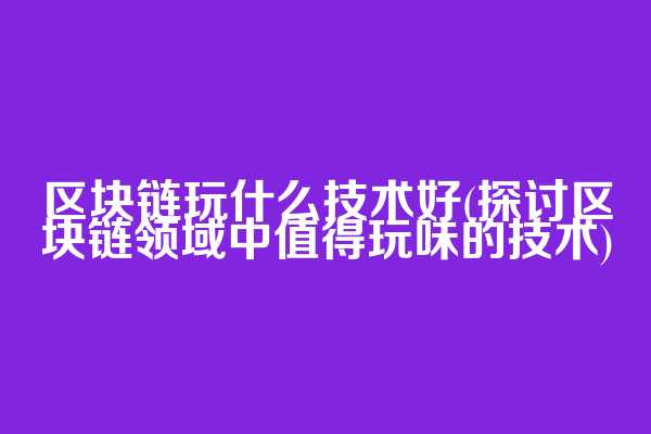 区块链玩什么技术好(探讨区块链领域中值得玩味的技术)