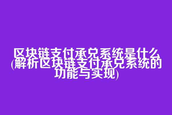 区块链支付承兑系统是什么(解析区块链支付承兑系统的功能与实现)  第1张