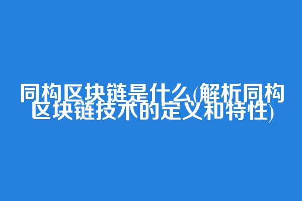 同构区块链是什么(解析同构区块链技术的定义和特性)