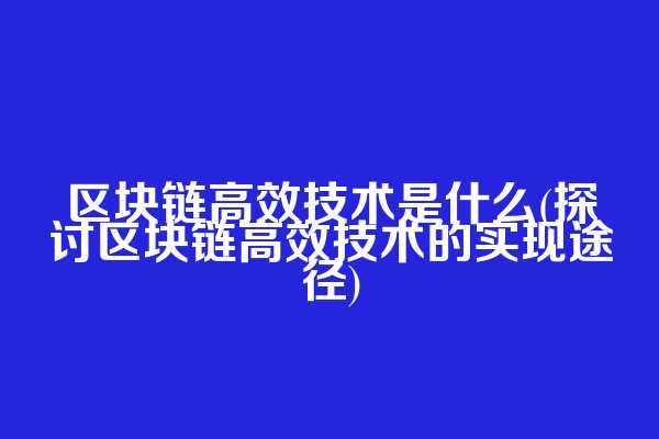 区块链高效技术是什么(探讨区块链高效技术的实现途径)