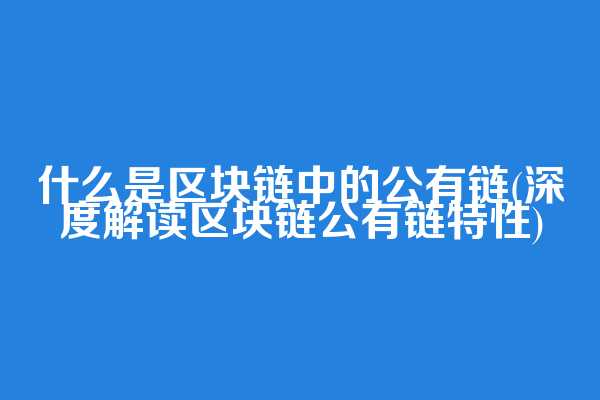 什么是区块链中的公有链(深度解读区块链公有链特性)