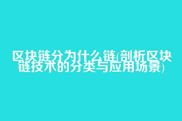 区块链分为什么链(剖析区块链技术的分类与应用场景)