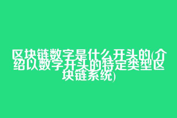 区块链数字是什么开头的(介绍以数字开头的特定类型区块链系统)