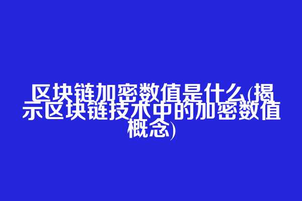 区块链加密数值是什么(揭示区块链技术中的加密数值概念)