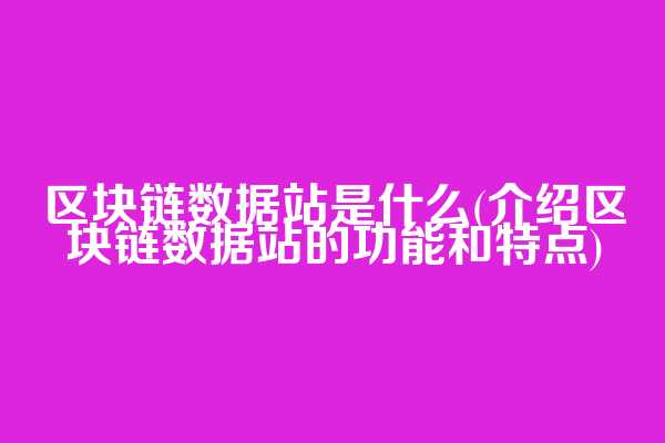 区块链数据站是什么(介绍区块链数据站的功能和特点)