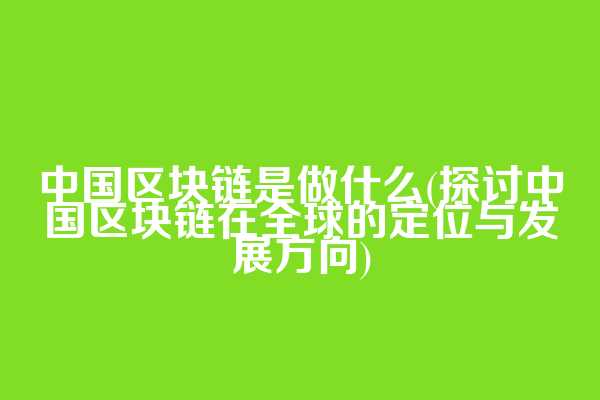 中国区块链是做什么(探讨中国区块链在全球的定位与发展方向)