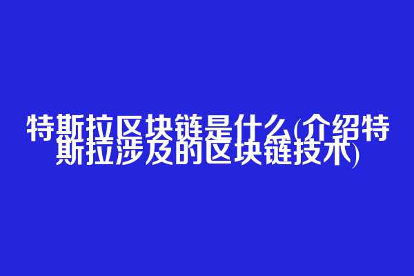 特斯拉区块链是什么(介绍特斯拉涉及的区块链技术)