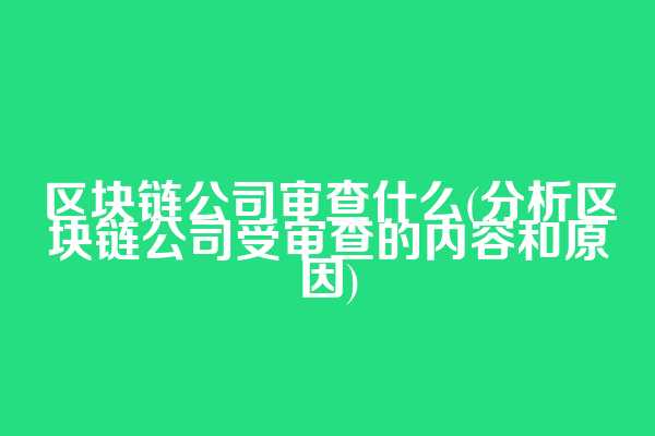 区块链公司审查什么(分析区块链公司受审查的内容和原因)