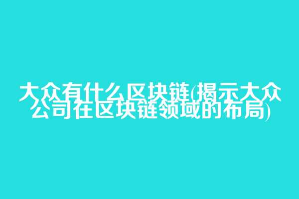 大众有什么区块链(揭示大众公司在区块链领域的布局)