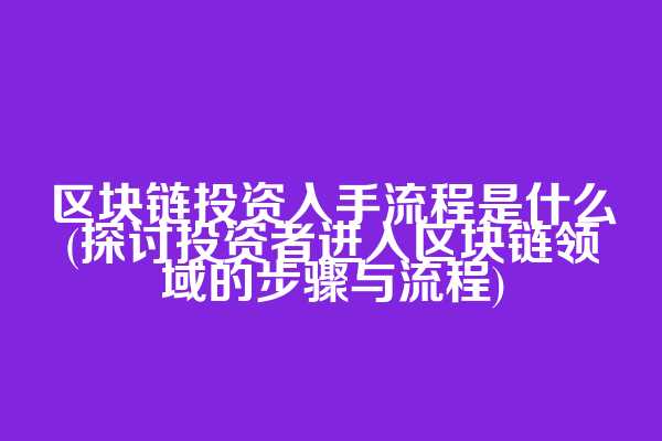 区块链投资入手流程是什么(探讨投资者进入区块链领域的步骤与流程)