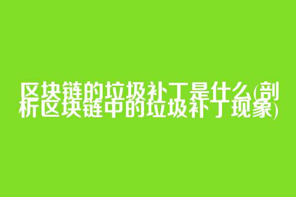 区块链的垃圾补丁是什么(剖析区块链中的垃圾补丁现象)