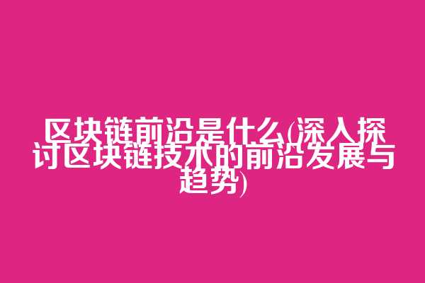 区块链前沿是什么(深入探讨区块链技术的前沿发展与趋势)
