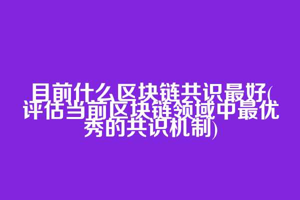 目前什么区块链共识最好(评估当前区块链领域中最优秀的共识机制)