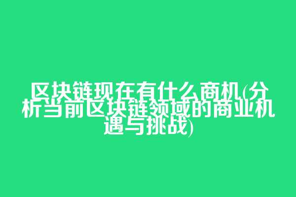 区块链现在有什么商机(分析当前区块链领域的商业机遇与挑战)
