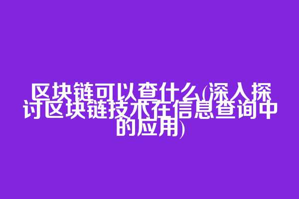 区块链可以查什么(深入探讨区块链技术在信息查询中的应用)