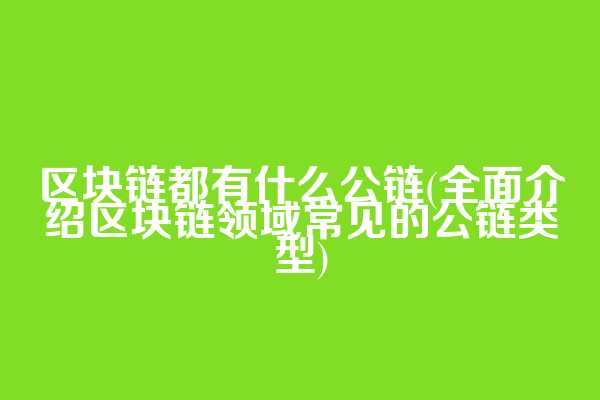 区块链都有什么公链(全面介绍区块链领域常见的公链类型)