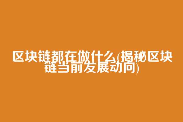 区块链都在做什么(揭秘区块链当前发展动向)