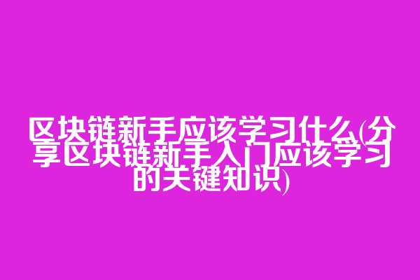 区块链新手应该学习什么(分享区块链新手入门应该学习的关键知识)