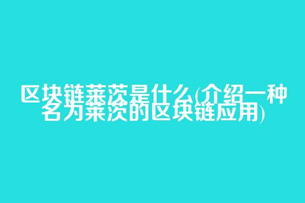区块链莱茨是什么(介绍一种名为莱茨的区块链应用)  第1张