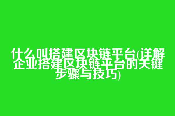什么叫搭建区块链平台(详解企业搭建区块链平台的关键步骤与技巧)