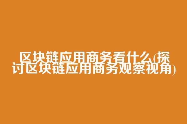 区块链应用商务看什么(探讨区块链应用商务观察视角)