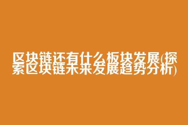 区块链还有什么板块发展(探索区块链未来发展趋势分析)