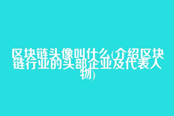 区块链头像叫什么(介绍区块链行业的头部企业及代表人物)