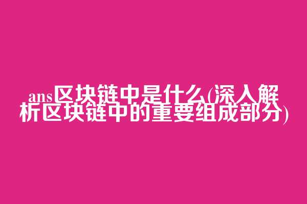 ans区块链中是什么(深入解析区块链中的重要组成部分)