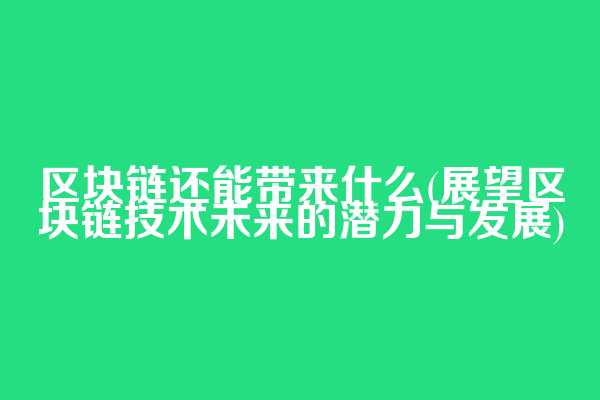 区块链还能带来什么(展望区块链技术未来的潜力与发展)