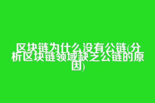 区块链为什么没有公链(分析区块链领域缺乏公链的原因)
