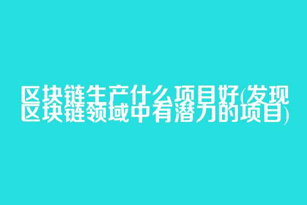 区块链生产什么项目好(发现区块链领域中有潜力的项目)