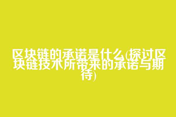 区块链的承诺是什么(探讨区块链技术所带来的承诺与期待)